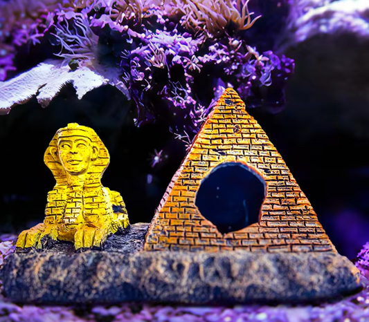 Egyptian Ancient Sphinx & Pyramid Tank Decor